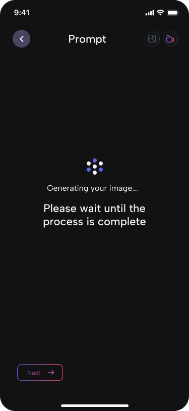 Character and Business AI animation screen displaying popular characters and professional headshot options.